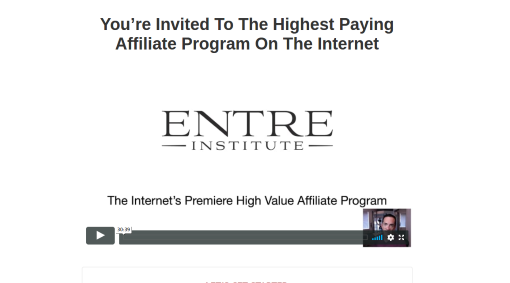 You are invited to join the acclaimed Entre Institute Affiliate Program by Jeff Lerner. Please click here to join through me today. Become an Internet entrepreneur here.